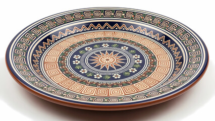 Obraz premium Ethnic Hand-Painted Pottery Plate — Isolated Product Shot