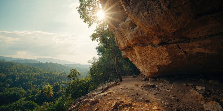 Petroglyphs seen from the side at an archaeological location in Inga, Para ba Brazil, highlighting historical art forms