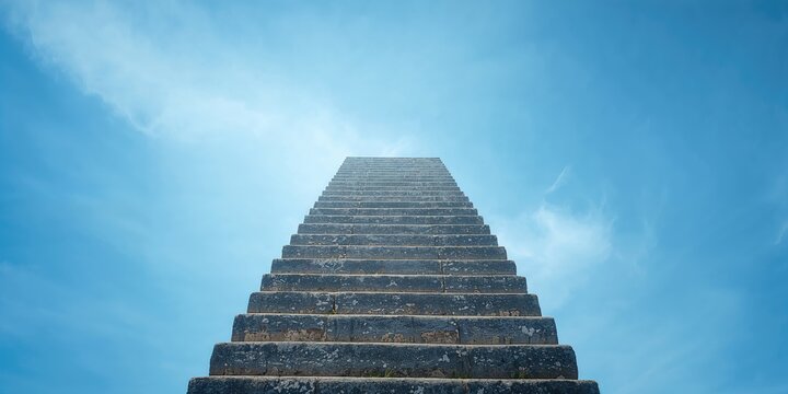 Stairway to heaven with open risers and natural lighting, architectural design, No Roof Day