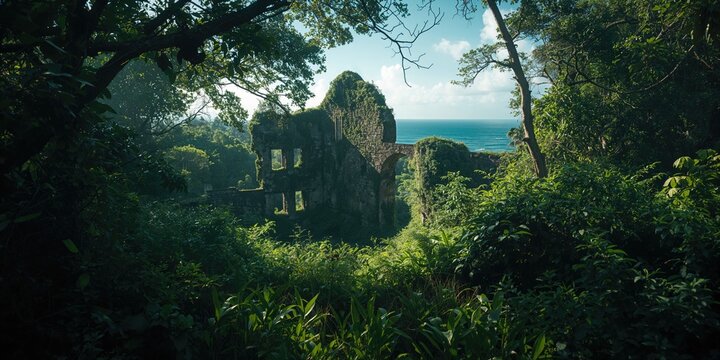 Abandoned prison ruins on Ile Saint-Joseph, illustrating decay and preservation challenges, French Guiana