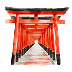 Fushimi Inari Shrine 2D watercolor