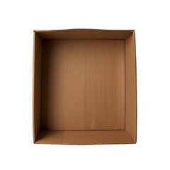 Empty brown cardboard box on transparent background