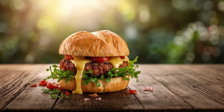Pork and chorizo burger with cheese in brioche bun, focusing on saturated fat content in fast food
