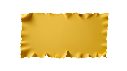 yellow note paper with clipping path.ripped torn yellow  paper edges isolated with clipping path on transparent  background