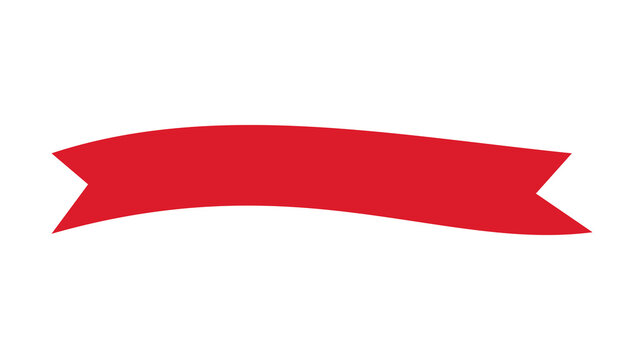 Red ribbon banner shape. Curved folded label strip for sale, promotion, badges, headers and web banners