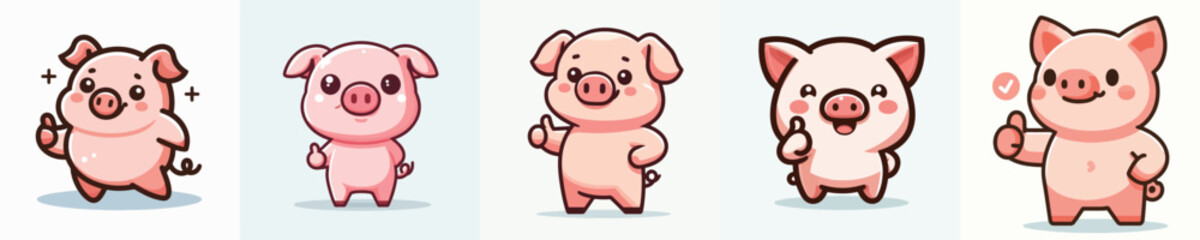 Obraz premium cute pig vector giving thumbs up
