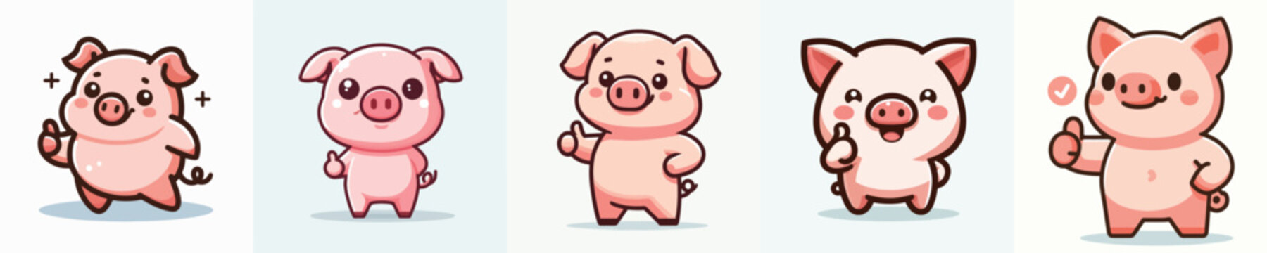 cute pig vector giving thumbs up