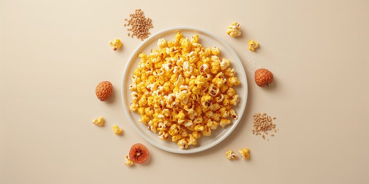 A bowl of popcorn prepared for immediate consumption, highlighting snack display for leisure