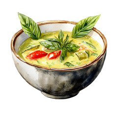 2D green curry color isolated on a transparent background.