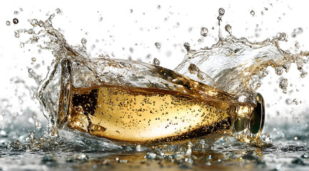 Champager-Splash vor Weiß