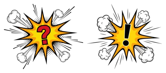 Fotobehang Pop Art Comic book speech bubbles with question and exclamation marks in pop art style  © Cristiano