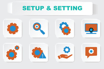 Gear Icons Setup Settings Configuration System Control Elements