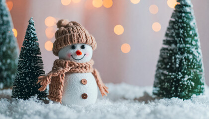 snowman and christmas tree