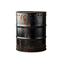 A rusty old oil barrel on transparent background