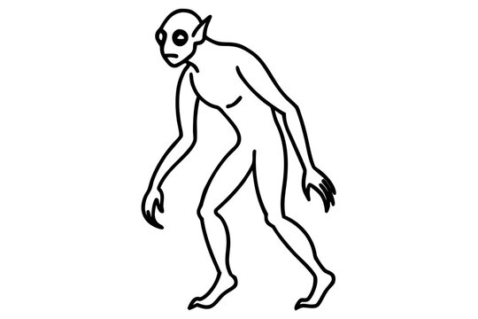 Skin Walker line art white background 