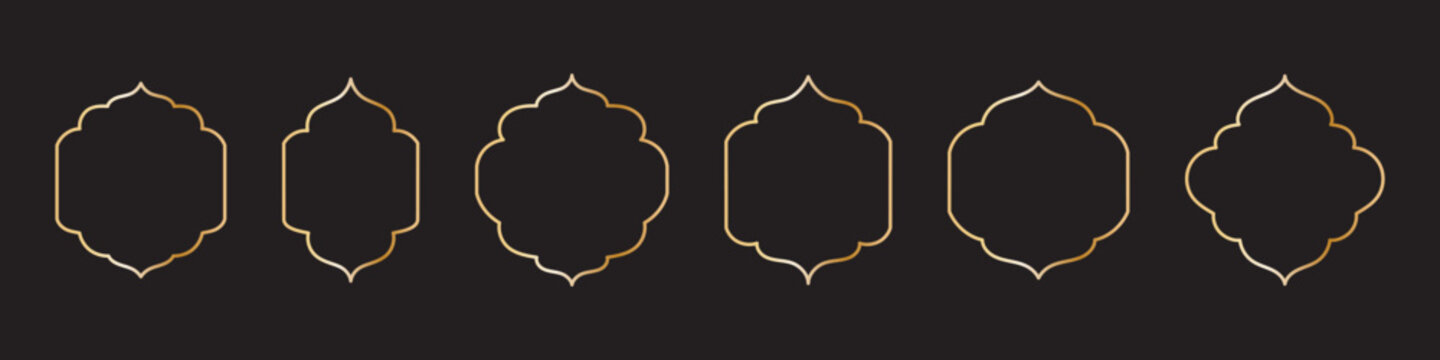 Set of Islamic shape window frame in flat style, vector illustration