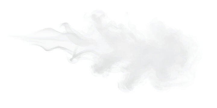A puff of white smoke or vapor isolated against a clean white background