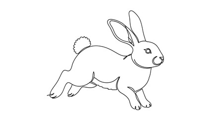 A simple line drawing of a rabbit in motion