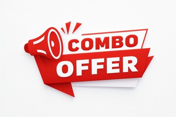 Combo offer promotion with megaphone and ribbon