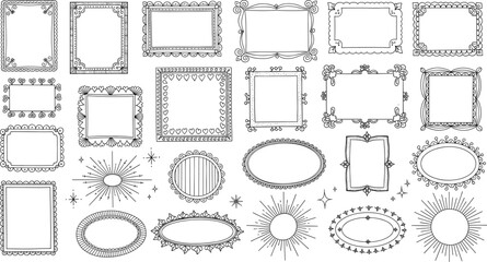 Decorative Frame Vector Set with Ornamental Borders in Oval, Circular, and Rectangular Styles for Scrapbooking and Design © Silent Soul