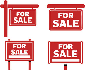 Fototapeta premium Sale real estate signs. For sale vector red sign. Vector isolated collection signs.