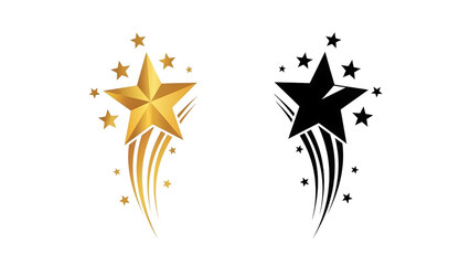 Golden and black starburst designs isolated on transparent background