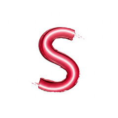 A bold creamy capital letter S drawn with a single, lipstick stroke. Textural streaks and opacity variations reveal its sensual, physical creation against a stark, pure white background.