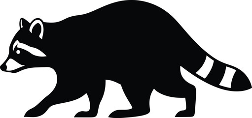 Black and white illustrations of a raccoon