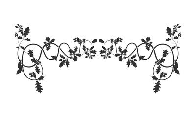 A complex ornamental weaving of oak tree branches