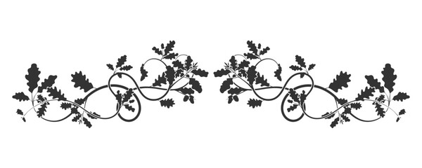 A fascinating ornamental weaving of oak branches © antondzyna