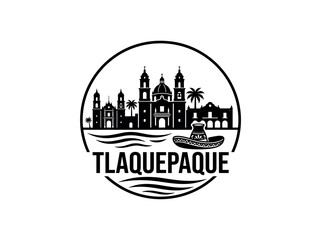 Obraz premium Tlaquepaque city of Mexico skyline emblem with landmarks