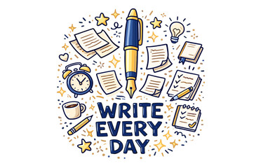 Motivational writing tools and elements with inspirational quote