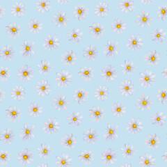 Watercolor chamomile flowers. Beautiful floral seamless pattern