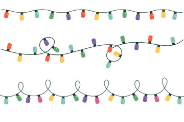 Naklejka premium olorful Christmas lights bulbs garlands. Lights bulbs for Christmas decoration