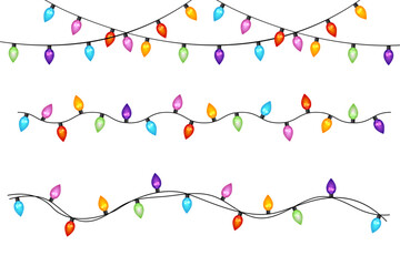 Naklejka premium olorful Christmas lights bulbs garlands. Lights bulbs for Christmas decoration