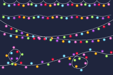 Naklejka premium olorful Christmas lights bulbs garlands. Lights bulbs for Christmas decoration