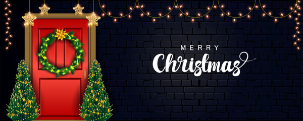 wintertime for Merry Christmas and Happy New Year seasonal greetings holiday background