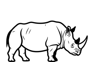 Striking rhino illustration in black and white with overlapping panels perfect for wildlife or conservation themes © Uzairahmed