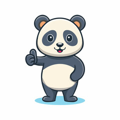 Fototapeta premium A cartoon panda giving a thumbs up on a white background