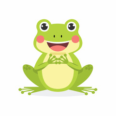 Fototapeta premium A cartoon frog sitting with a happy expression on its face