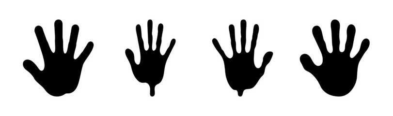 Fototapeta premium Silhouette illustration of four hands with varying styles and finger arrangements on white background