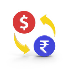 Obraz premium Global Currency Exchange Coins Dollar Euro Rupee Finance Concept