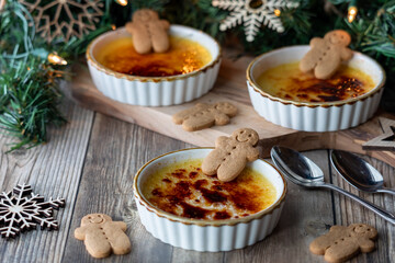Delicious Creme Brulee in fluted ramekins ready for eating.
