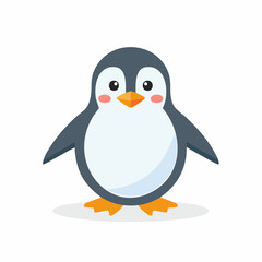 Fototapeta premium Adorable cartoon penguin character standing with a friendly expression, a cute and simple vector illustration perfect for children's designs, winter themes, or educational materials