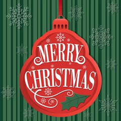 Red Christmas Ornament With Merry Christmas Typography