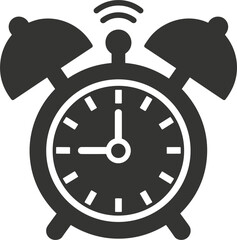 Alarm Clock Icon with Ringing Sound Waves time wake up