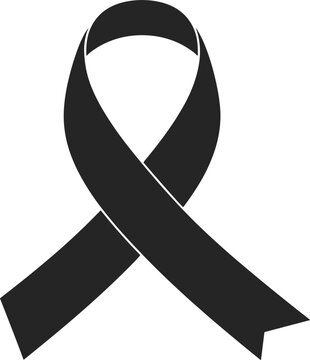 Black ribbon symbol of mourning or awareness on white background vector illustration