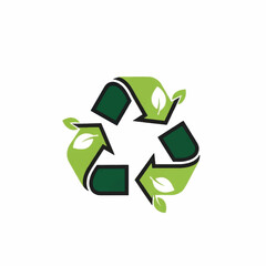 Green Recycle Symbol with Leaves for Environmental Sustainability.