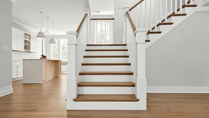 Obraz premium Modern staircase in spacious hallway