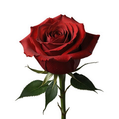 Beautiful red rose flower on transparent background